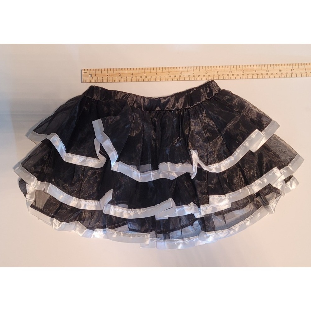 Ladies Sexy Black & White Trim Short Tulle Skirt Costume S/M SL9024 - Picture 5 of 6